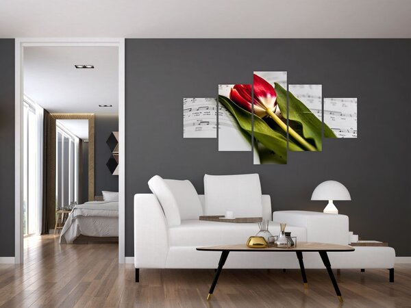 Obraz červeného tulipánu (125x70 cm)
