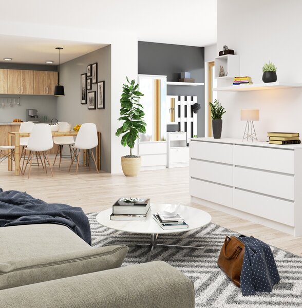 Ak furniture Komoda Rollo V 160 cm bílá matná
