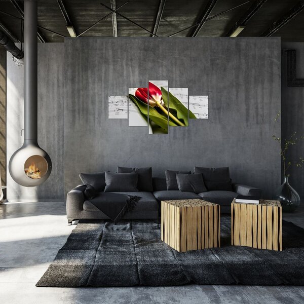 Obraz červeného tulipánu (125x70 cm)