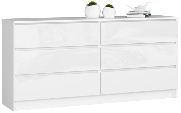 Ak furniture Komoda Rollo V 160 cm bílá lesklá