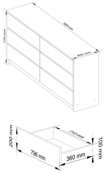 Ak furniture Komoda Rollo V 160 cm bílá matná
