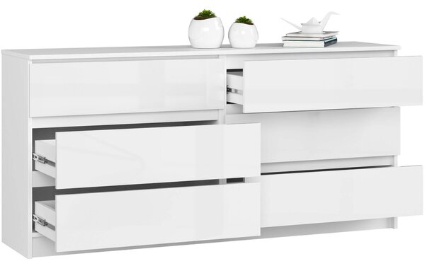 Ak furniture Komoda Rollo V 160 cm bílá lesklá