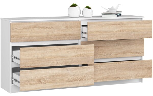 Ak furniture Komoda Rollo V 160 cm bílá/dub sonoma