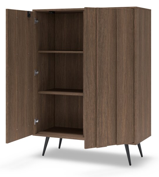 Vysoká komoda Flaro 93 cm s osvětlením - dub dunin