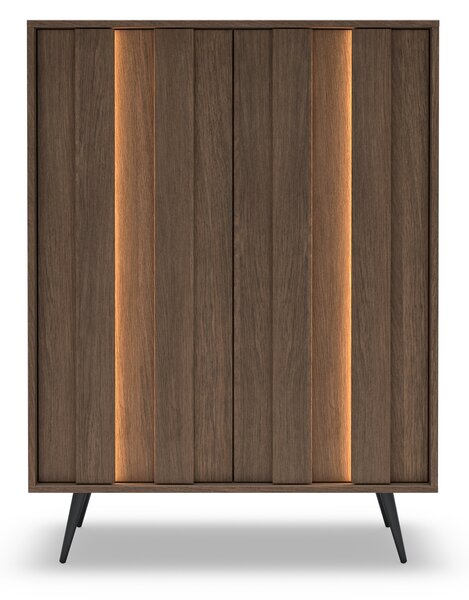 Vysoká komoda Flaro 93 cm s osvětlením - dub dunin