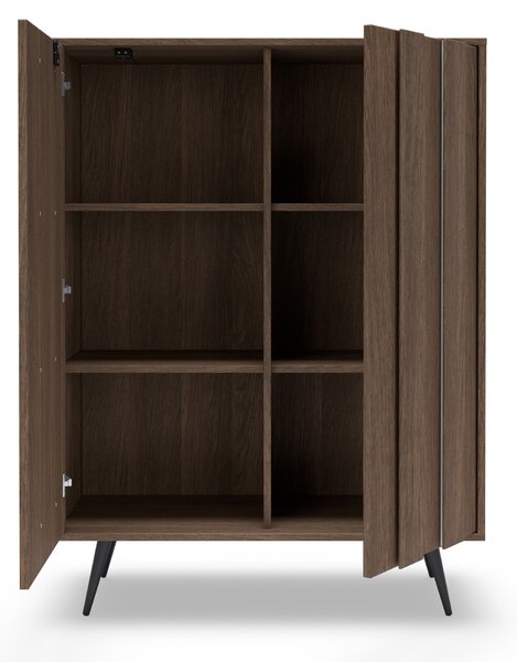 Vysoká komoda Flaro 93 cm s osvětlením - dub dunin