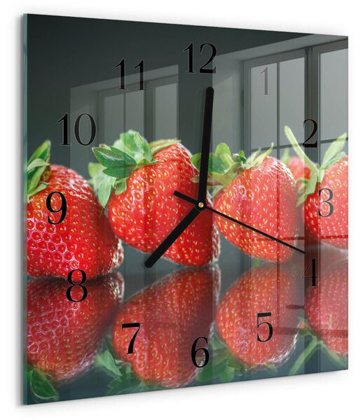 Skleněné hodiny na stěnu Jahody zskc-30x30-00179731