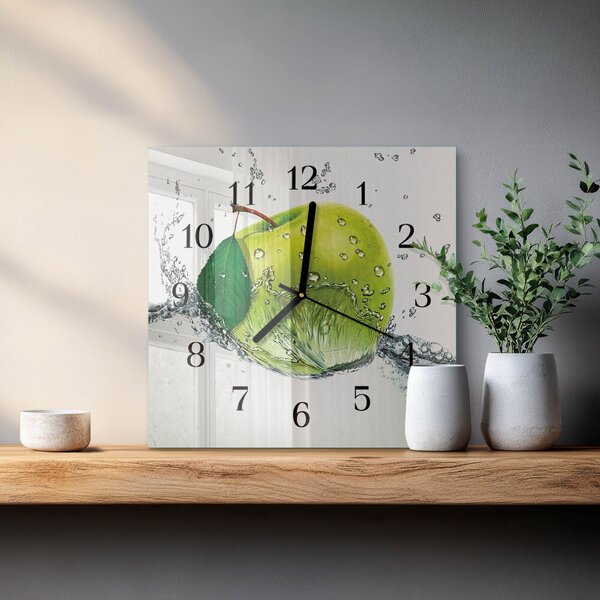 Skleněné hodiny na stěnu Jablko zskc-30x30-00181120