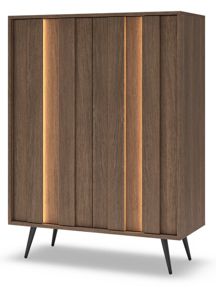 Vysoká komoda Flaro 93 cm s osvětlením - dub dunin