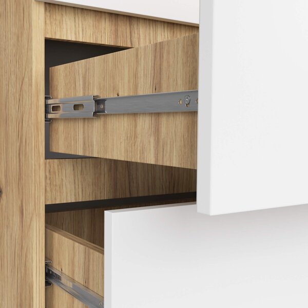 Ak furniture Komoda Kuba 60 cm - 6 šuplíků dub artisan/bílá