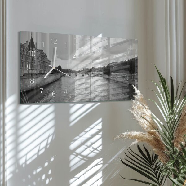 Skleněné hodiny horizontální Pařížské mosty zsppb-60x30-00295235