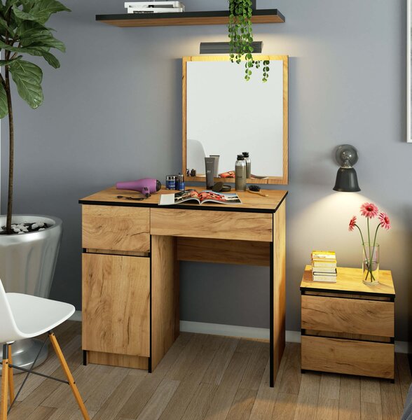 Ak furniture Kosmetický stolek se zrcadlem P-2/SL dub craft levý