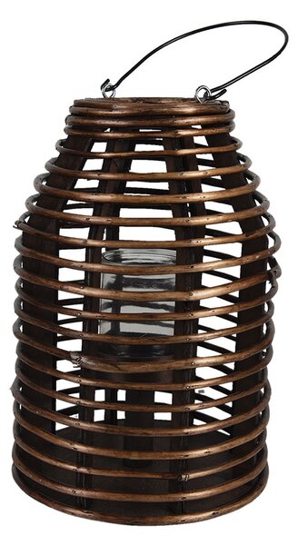 Hnědá dřevěná závěsná lucerna Bamboo - Ø 22*32 cm - Clayre & Eef