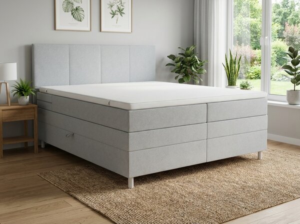 Čalouněná postel boxspring CARINA 140x200 cm světle šedá Matrace: Matrace Bonell pružinová