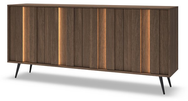 Moderní komoda Flaro 183 cm s osvětlením - dub dunin