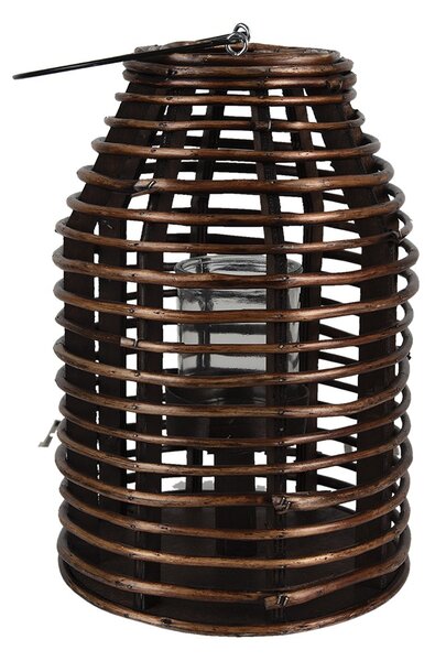 Hnědá dřevěná závěsná lucerna Bamboo - Ø 22*32 cm - Clayre & Eef