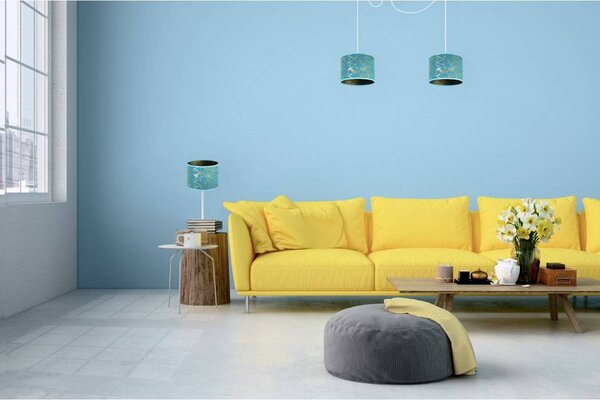 Stolní lampa Werona 4, 1x modré textilní stínítko se vzorem, (výběr ze 4 barev konstrukce), g