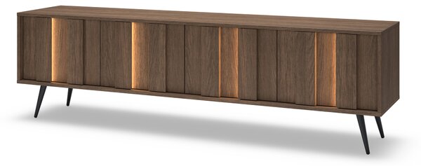 Moderní RTV skříňka Flaro 184 cm s osvětlením - dub dunin