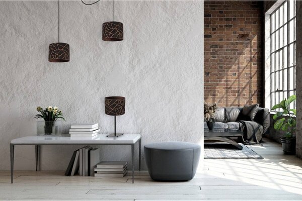 Stolní lampa Werona 6, 1x černé textilní stínítko se vzorem, (výběr ze 4 barev konstrukce), c
