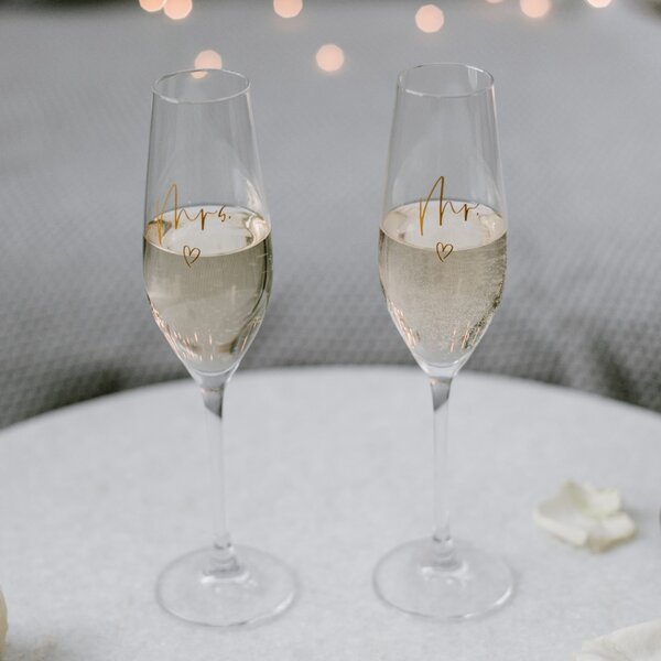 Sklenice na sekt Mr. a Mrs. – set 2 ks