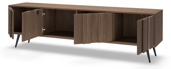 Moderní RTV skříňka Flaro 184 cm s osvětlením - dub dunin