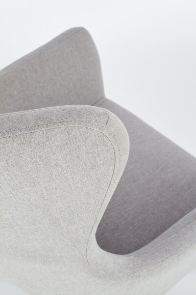 Designové relaxační křeslo Halmar COTTO v látce světlý popel, ušák v retro stylu s dřevěnými nohami, 73×76×99 cm