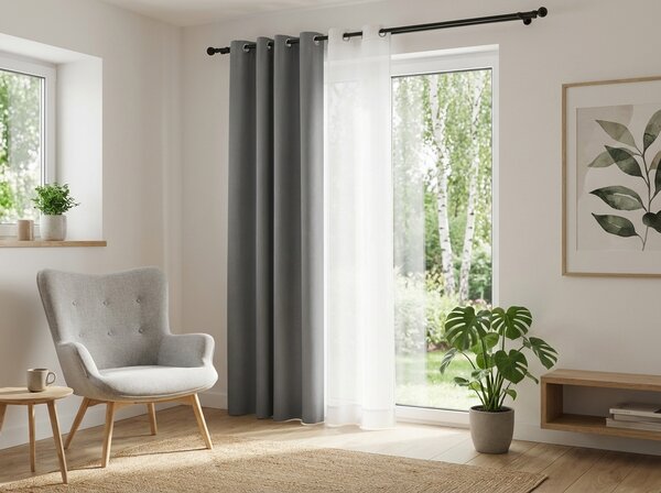 Světle šedý závěs OXFORD 140x250 cm Zavěšení: Řasící páska