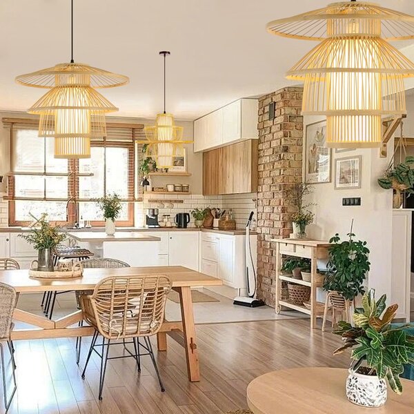 Immax BOHO PINCHOS designové závěsné svítidlo, D45cm, E27 bambusové dřevo