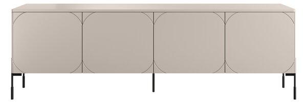 Moderní TV skříňka Sonatia 200 cm se čtyřmi dveřmi na kovových nožkách - kašmír