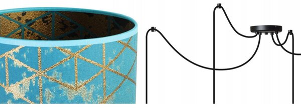 Závěsné svítidlo Werona Spider, 4x modré textilní stínítko se vzorem, (výběr ze 2 barev konstrukce), g