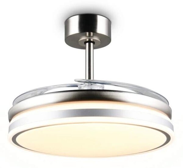 Trio Leuchten R69642107 VOLDA - Stropní LED ventilátor s dálkovým ovladačem v matném niklu, LED 30W, 3500lm, 2700-6500K, Ø 106cm (LED stropní ventilátor stmívatelný ovladačem s možností změny barvy světla)