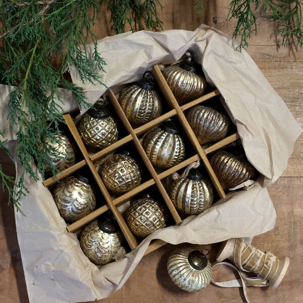 Vánoční baňka Antique Champagne Ø 5,5 cm – set 12 ks