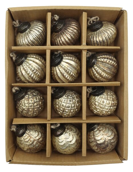 Vánoční baňka Antique Champagne Ø 5,5 cm – set 12 ks