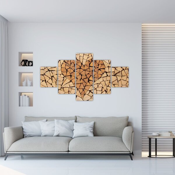 Obraz - Srdce ze dřeva (125x70 cm)