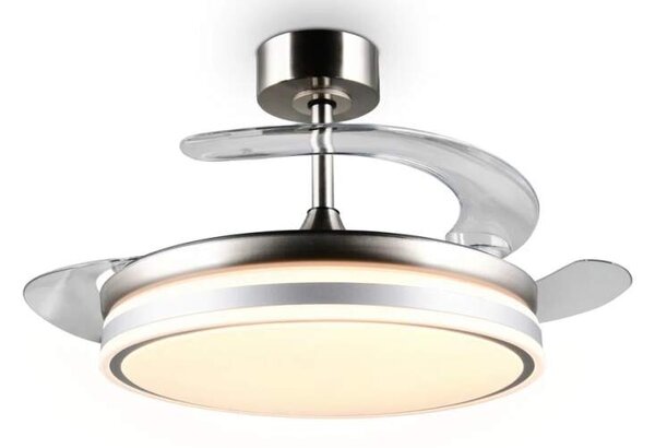 Trio Leuchten R69642107 VOLDA - Stropní LED ventilátor s dálkovým ovladačem v matném niklu, LED 30W, 3500lm, 2700-6500K, Ø 106cm (LED stropní ventilátor stmívatelný ovladačem s možností změny barvy světla)