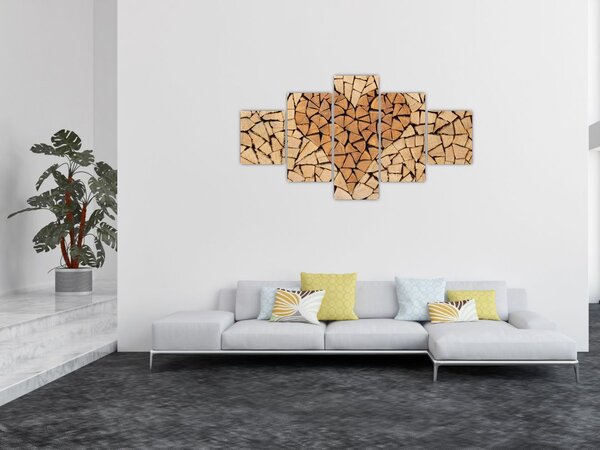 Obraz - Srdce ze dřeva (125x70 cm)