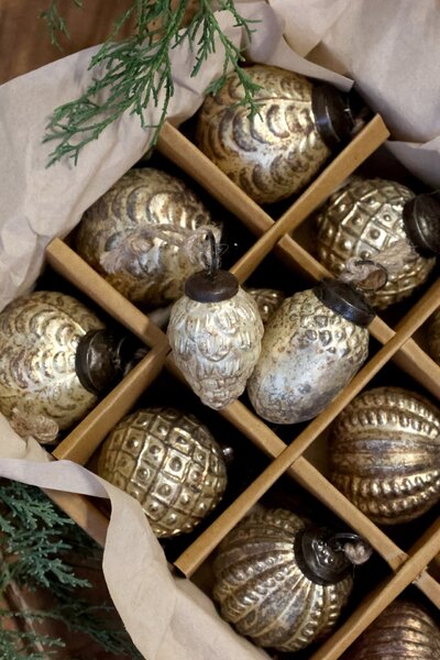 Vánoční baňka Antique Champagne Ø 5,5 cm – set 12 ks