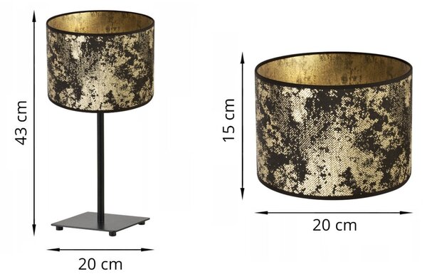 Stolní lampa Werona 2, 1x černé/zlaté textilní stínítko, (výběr ze 4 barev konstrukce), g