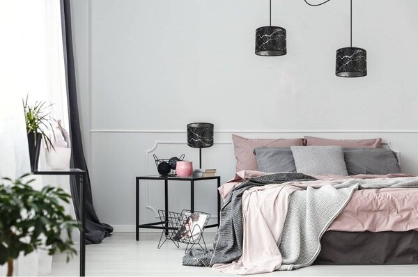 Stolní lampa Werona 3, 1x černé textilní stínítko se vzorem, (výběr ze 4 barev konstrukce), s