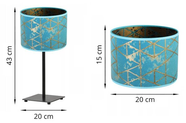 Stolní lampa Werona 4, 1x modré textilní stínítko se vzorem, (výběr ze 4 barev konstrukce), g