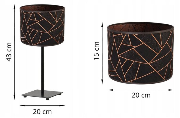 Stolní lampa Werona 6, 1x černé textilní stínítko se vzorem, (výběr ze 4 barev konstrukce), c