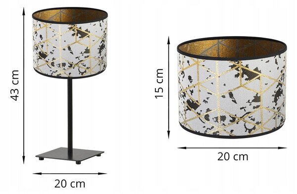 Stolní lampa Werona 5, 1x šedé textilní stínítko se vzorem, (výběr ze 4 barev konstrukce), g