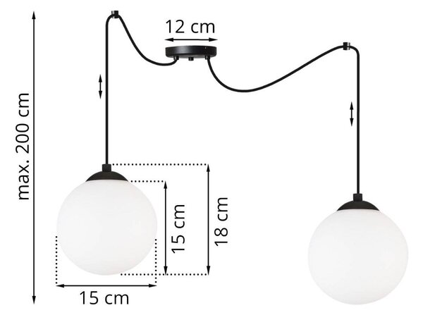 Závěsné svítidlo Florence Spider, 2x bílé skleněné stínítko
