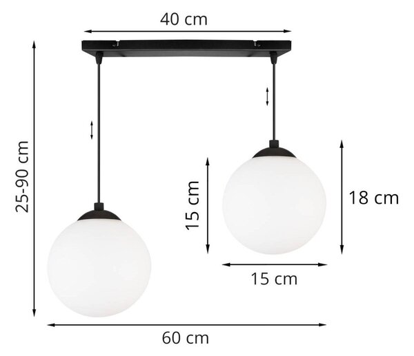 Závěsné svítidlo Florence, 2x bílé skleněné stínítko