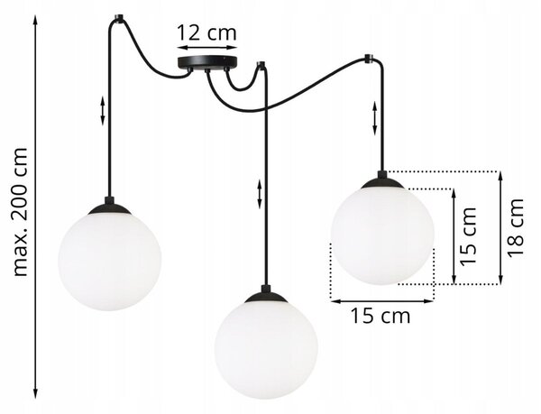 Závěsné svítidlo Florence Spider, 3x bílé skleněné stínítko