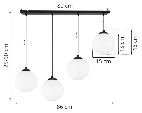 Závěsné svítidlo Florence, 4x bílé skleněné stínítko