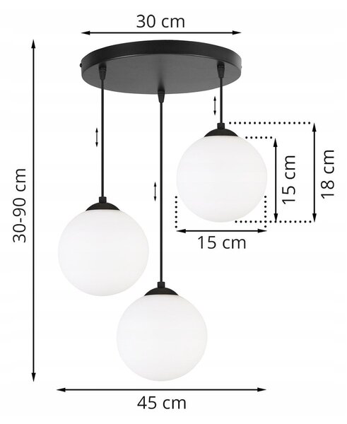 Závěsné svítidlo Florence, 3x bílé skleněné stínítko