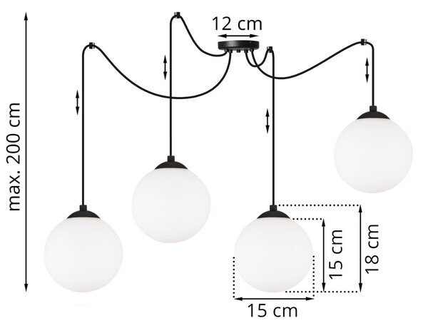 Závěsné svítidlo Florence Spider, 4x bílé skleněné stínítko