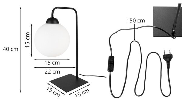 Stolní lampa Florence, 1x bílé skleněné stínítko