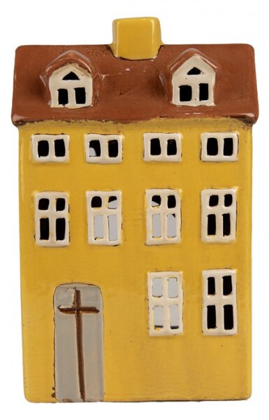 Žlutý keramický domeček na čajovou svíčku Houthem XIII – 12x8x18 cm
